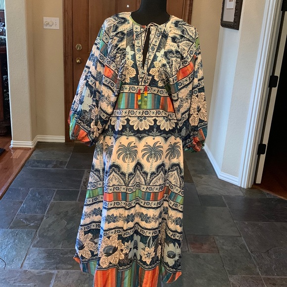 FARM Rio Dresses & Skirts - Beautiful Farm Rio Tropical Maxi Dress in blues, whites & oranges. Size S. NWOT
